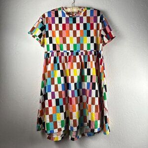 Pride Target Multicolor Checkered Skater Dress Size Small Short Sleeve Casual